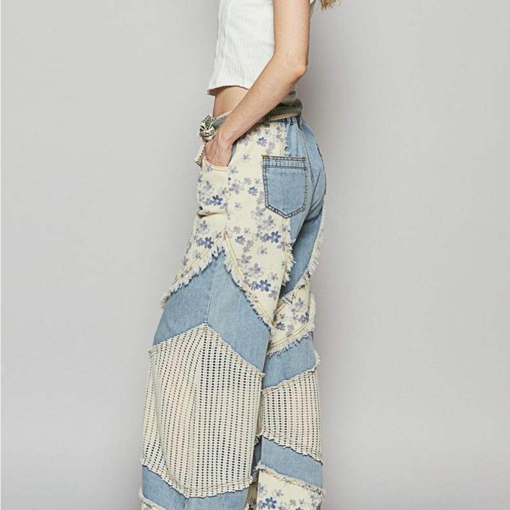 POL Wavy Contrasting Patchwork Jeans - image 4